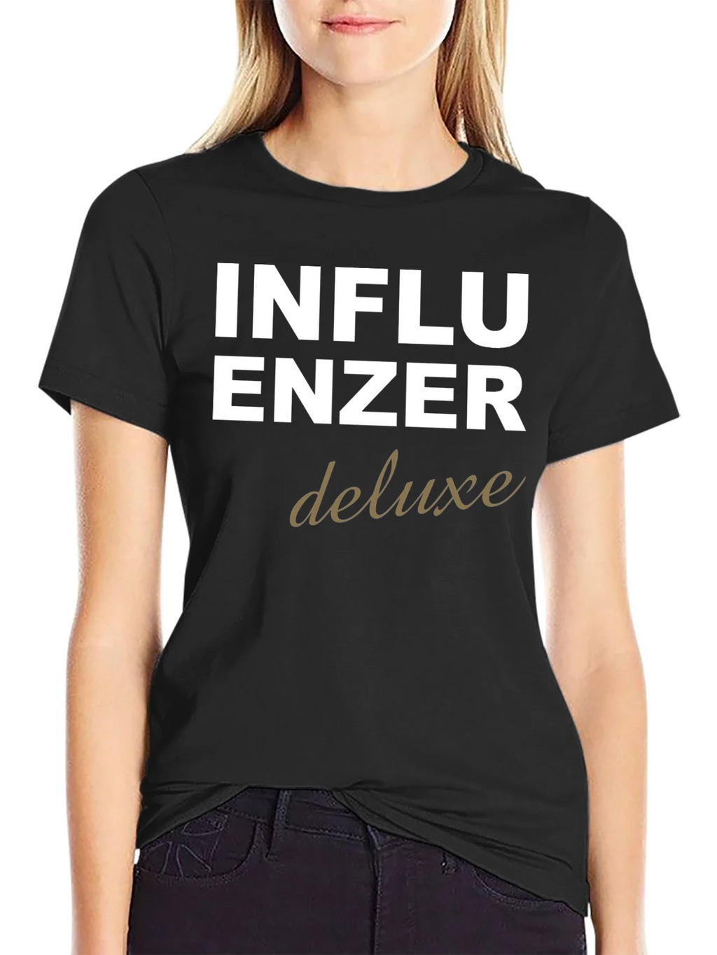 Influencer Deluxe Graphic Tee - Black Cotton T-Shirt product image 2