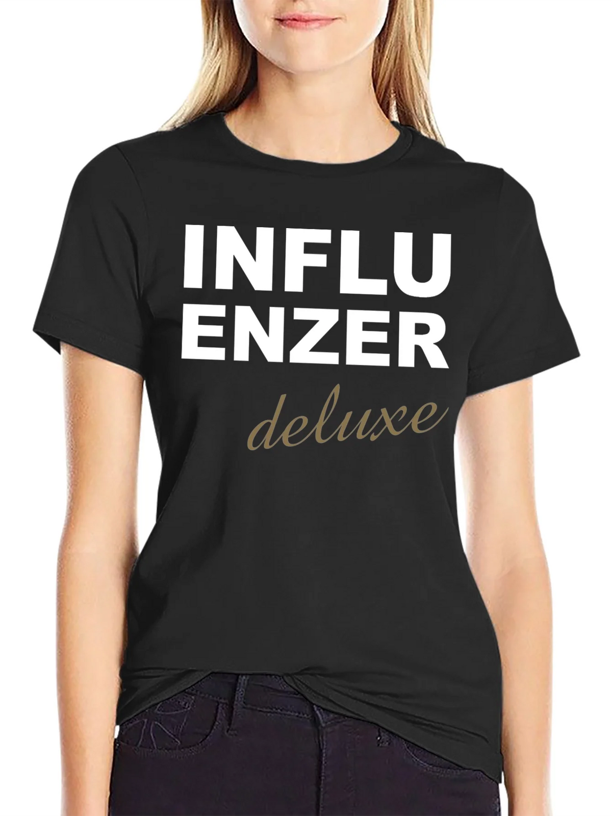 Influencer Deluxe Graphic Tee - Black Cotton T-Shirt product image 2
