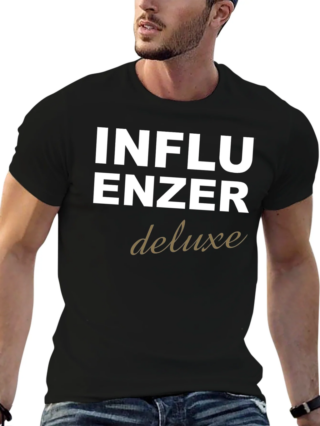 Influencer Deluxe Graphic Tee - Black Cotton T-Shirt product image 6