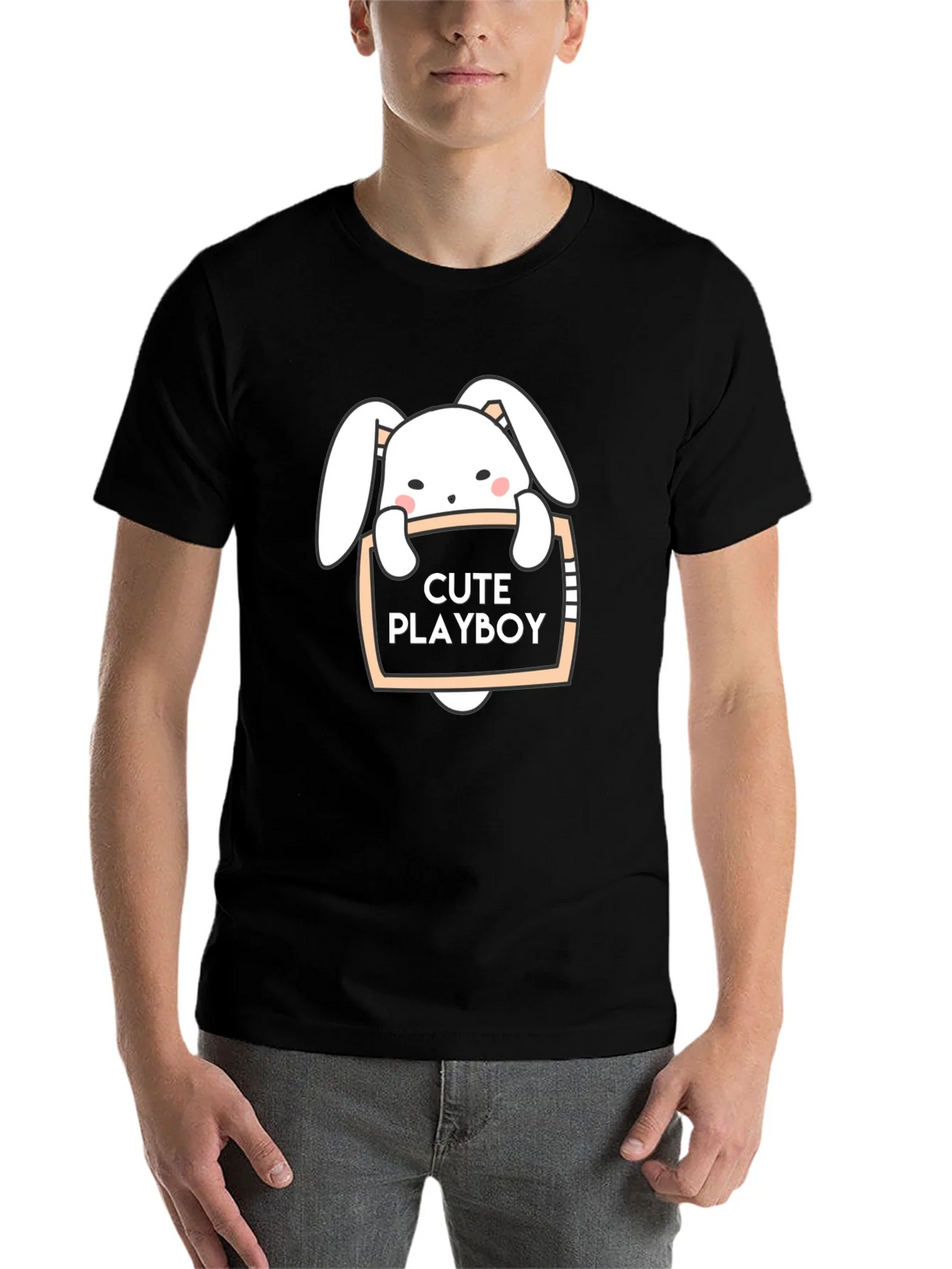 Cute Playboy Bunny Black T-Shirt product image 4