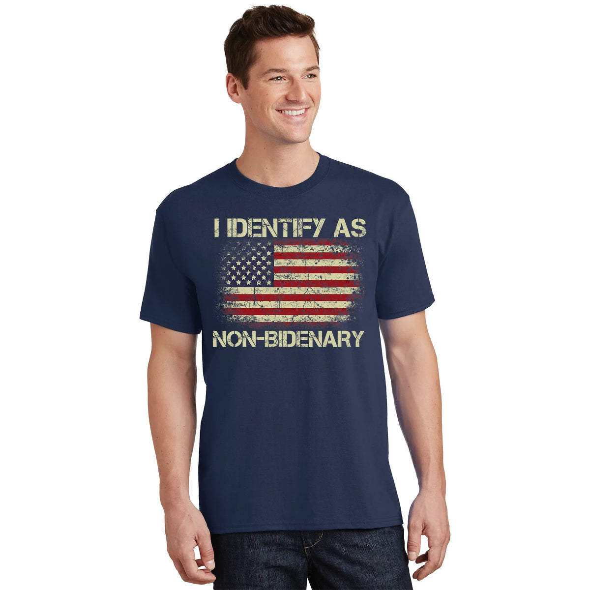 Vintage Grunge American Flag I Identify As Non Bidenary product image 1