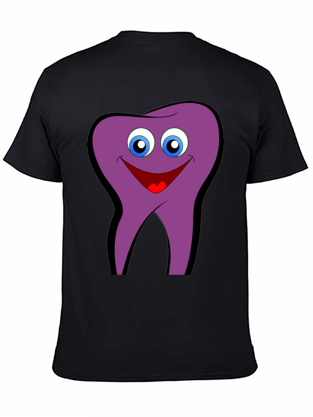 Funny Tooth Cartoon Graphic Tee - Black Cotton T-Shirt product image 4