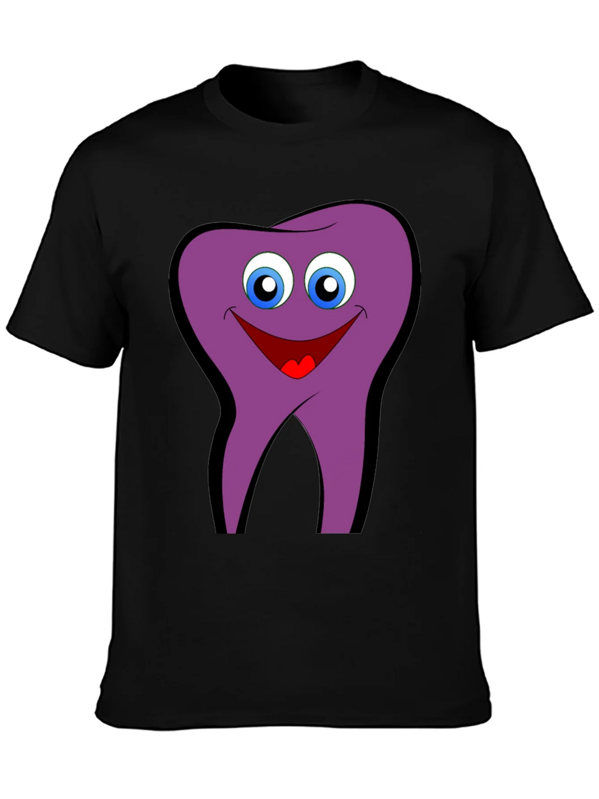 Funny Tooth Cartoon Graphic Tee - Black Cotton T-Shirt product image 3