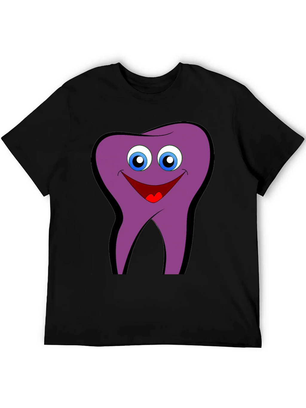 Funny Tooth Cartoon Graphic Tee - Black Cotton T-Shirt product image 5