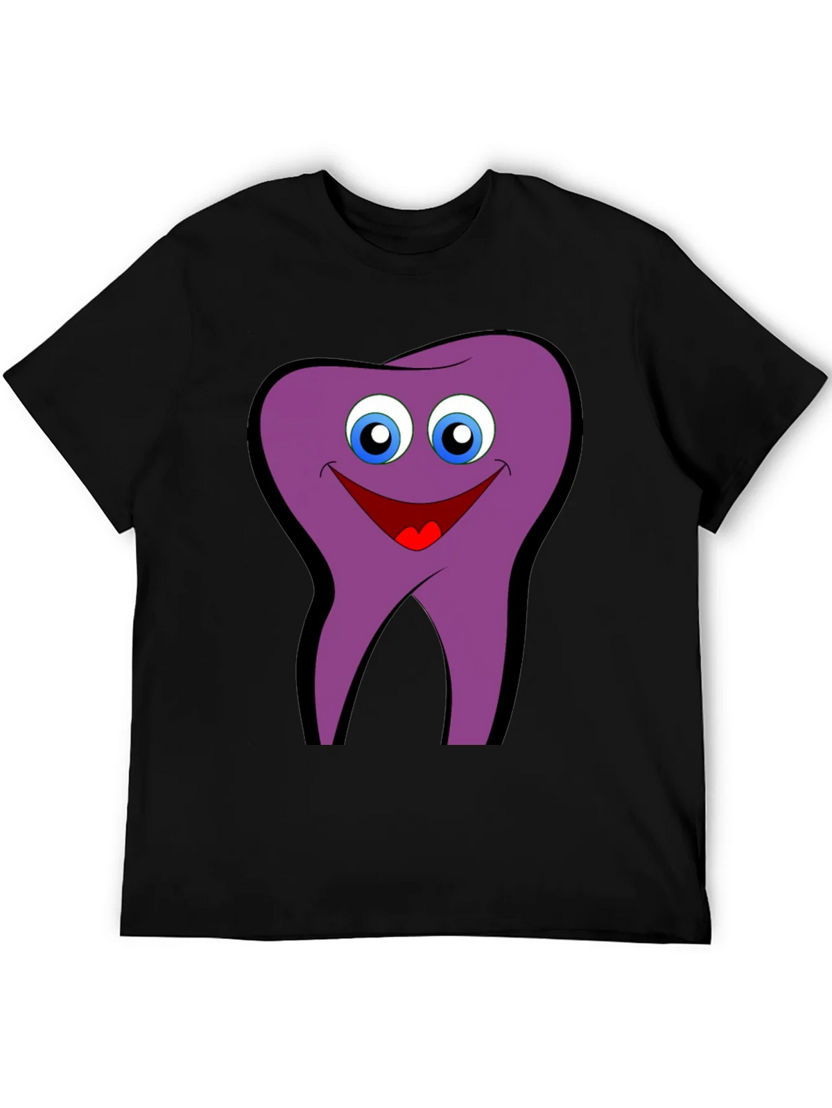 Funny Tooth Cartoon Graphic Tee - Black Cotton T-Shirt product image 5