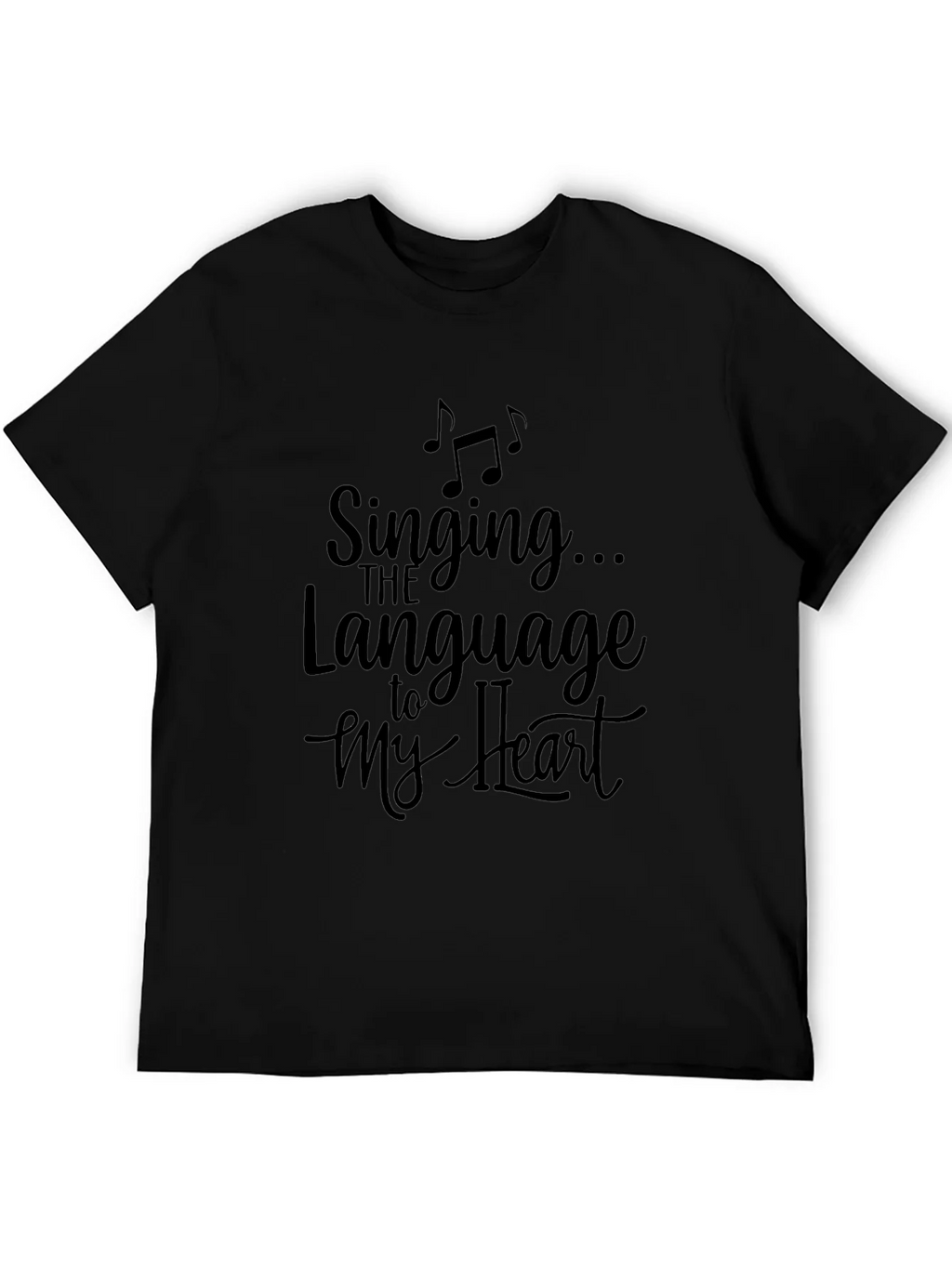 Singing to My Heart Graphic Tee - Black Cotton Casual Shirt product image 5