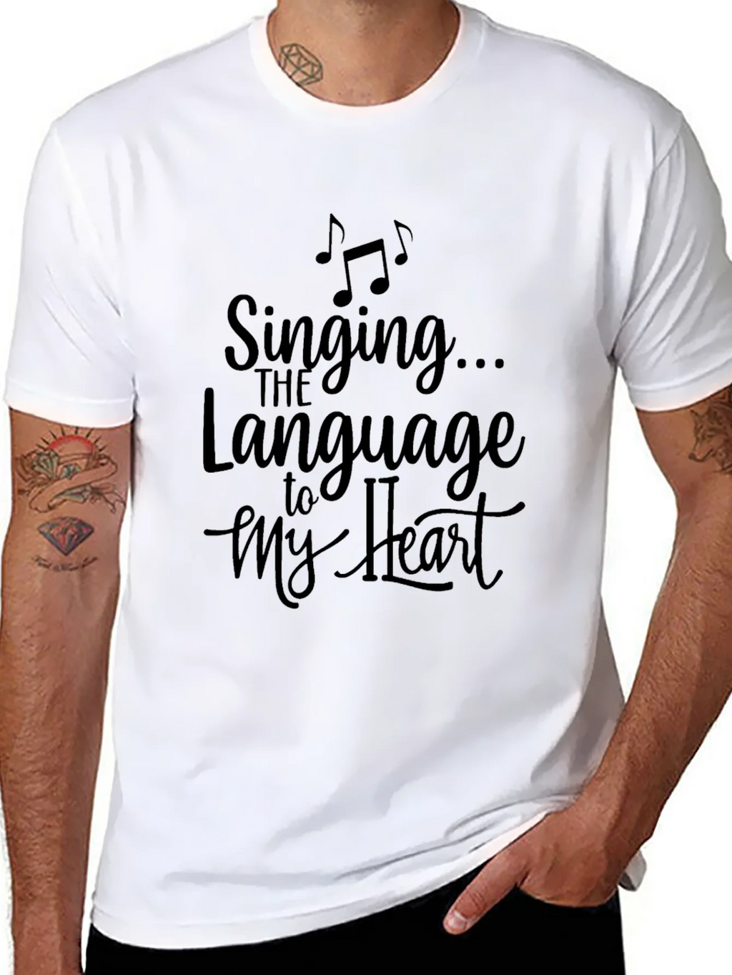Singing to My Heart Graphic Tee - Black Cotton Casual Shirt product image 7