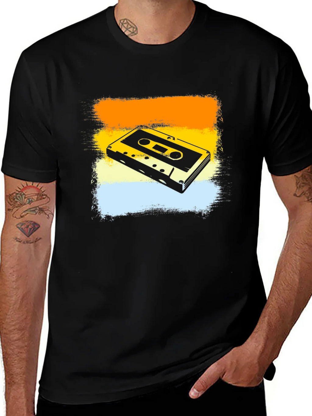 Retro Cassette Tape Graphic Tee - Vintage Style Black product image 1