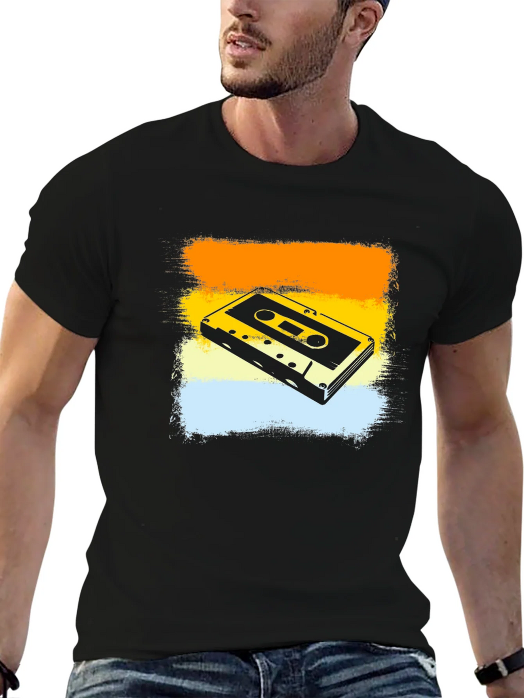 Retro Cassette Tape Graphic Tee - Vintage Style Black product image 6