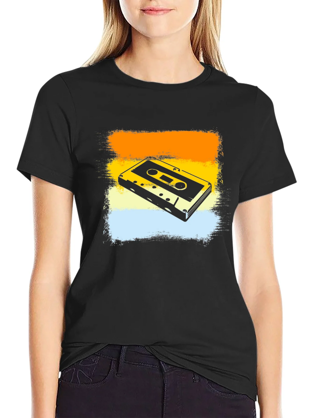 Retro Cassette Tape Graphic Tee - Vintage Style Black product image 2