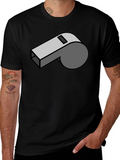 Cartoon Whistle Graphic Tee - Black Cotton T-Shirt product image 1