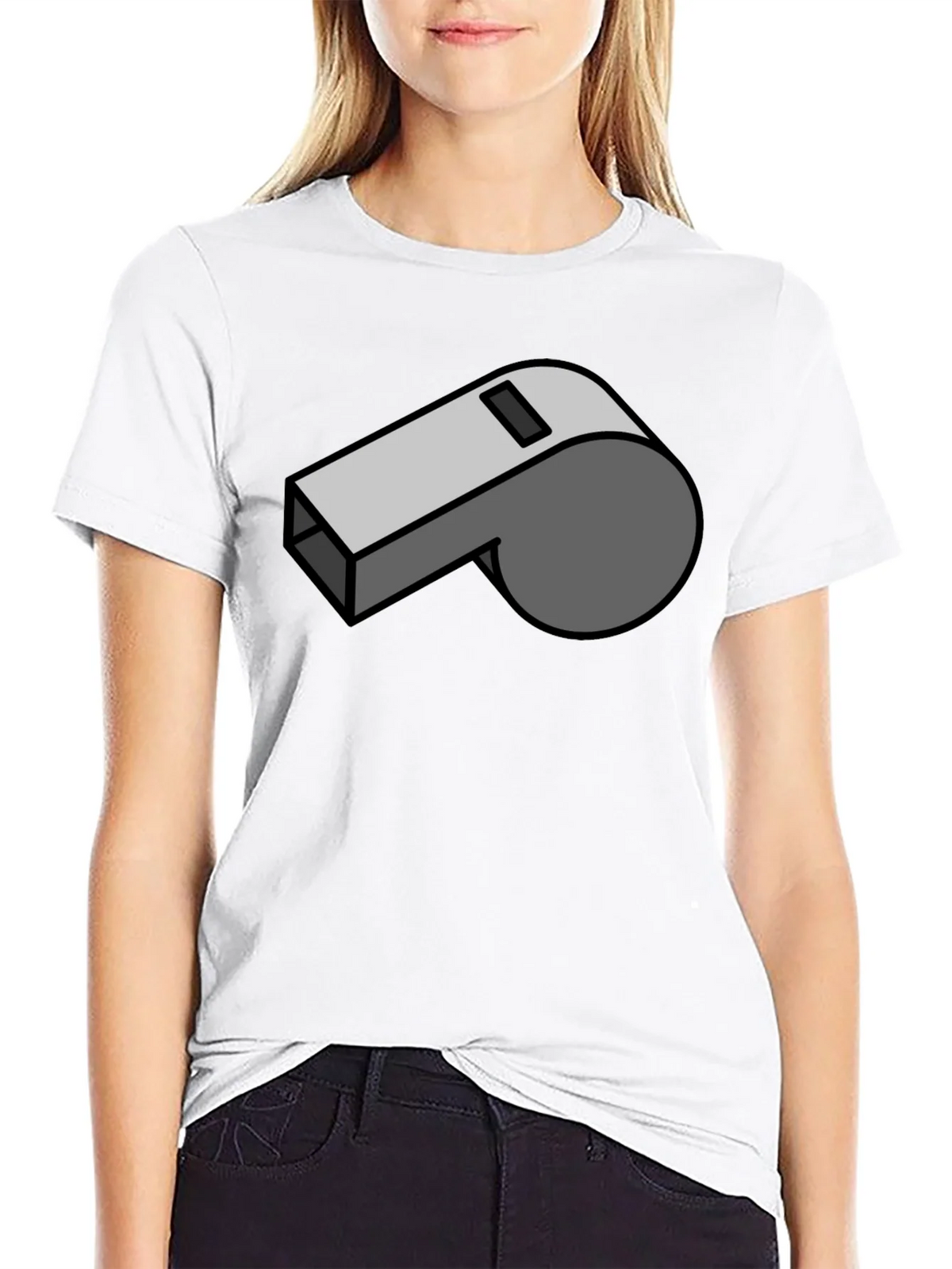 Cartoon Whistle Graphic Tee - Black Cotton T-Shirt product image 8