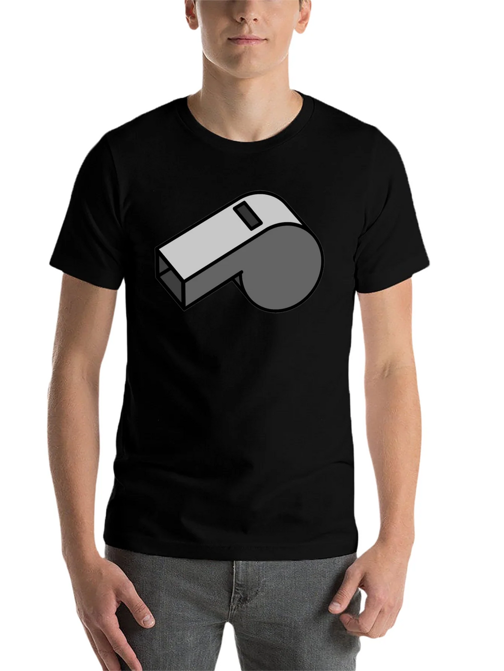 Cartoon Whistle Graphic Tee - Black Cotton T-Shirt product image 4