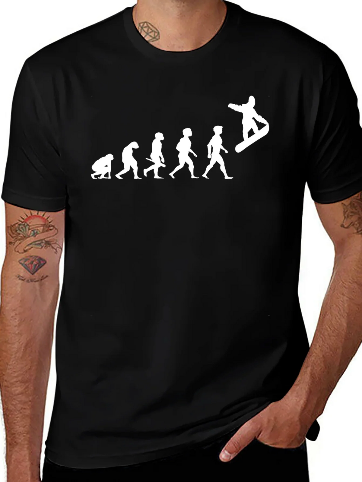 Evolution of Snowboarding Black T-Shirt product image 1