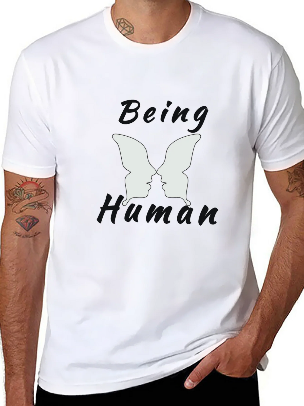 Being Human Black Graphic T-Shirt - Butterfly Face Design product image 7