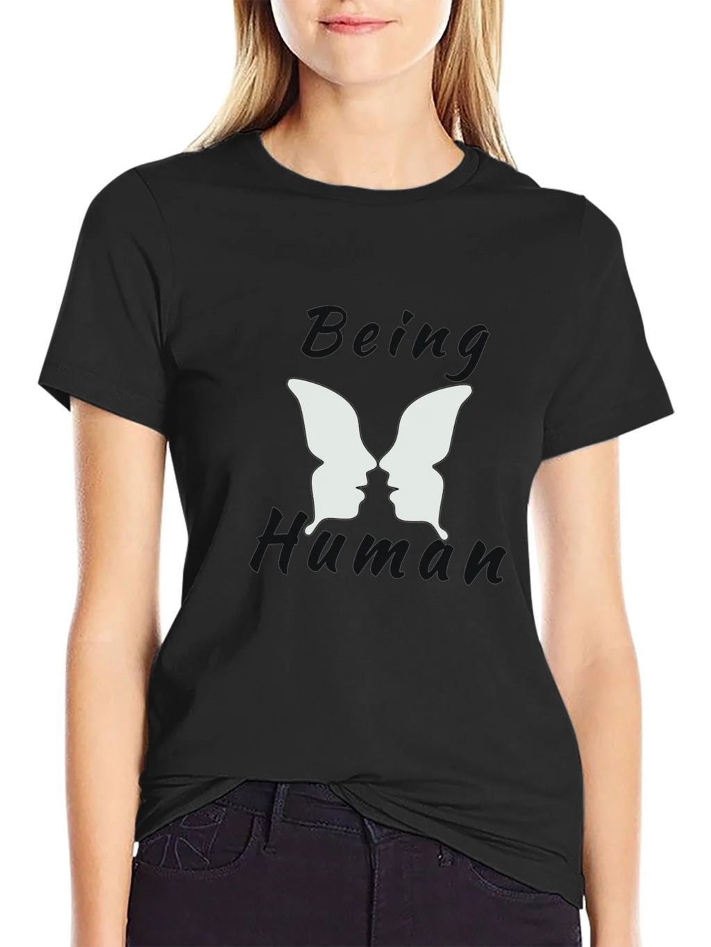 Being Human Black Graphic T-Shirt - Butterfly Face Design product image 2