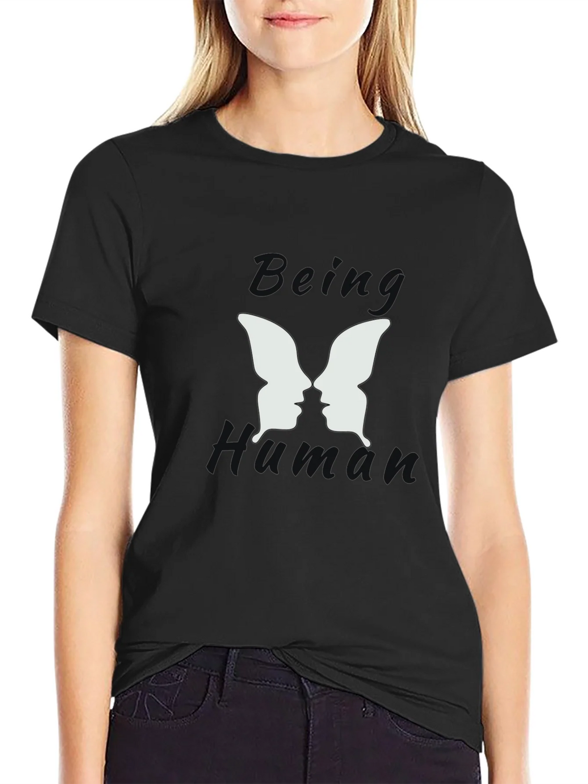 Being Human Black Graphic T-Shirt - Butterfly Face Design product image 2