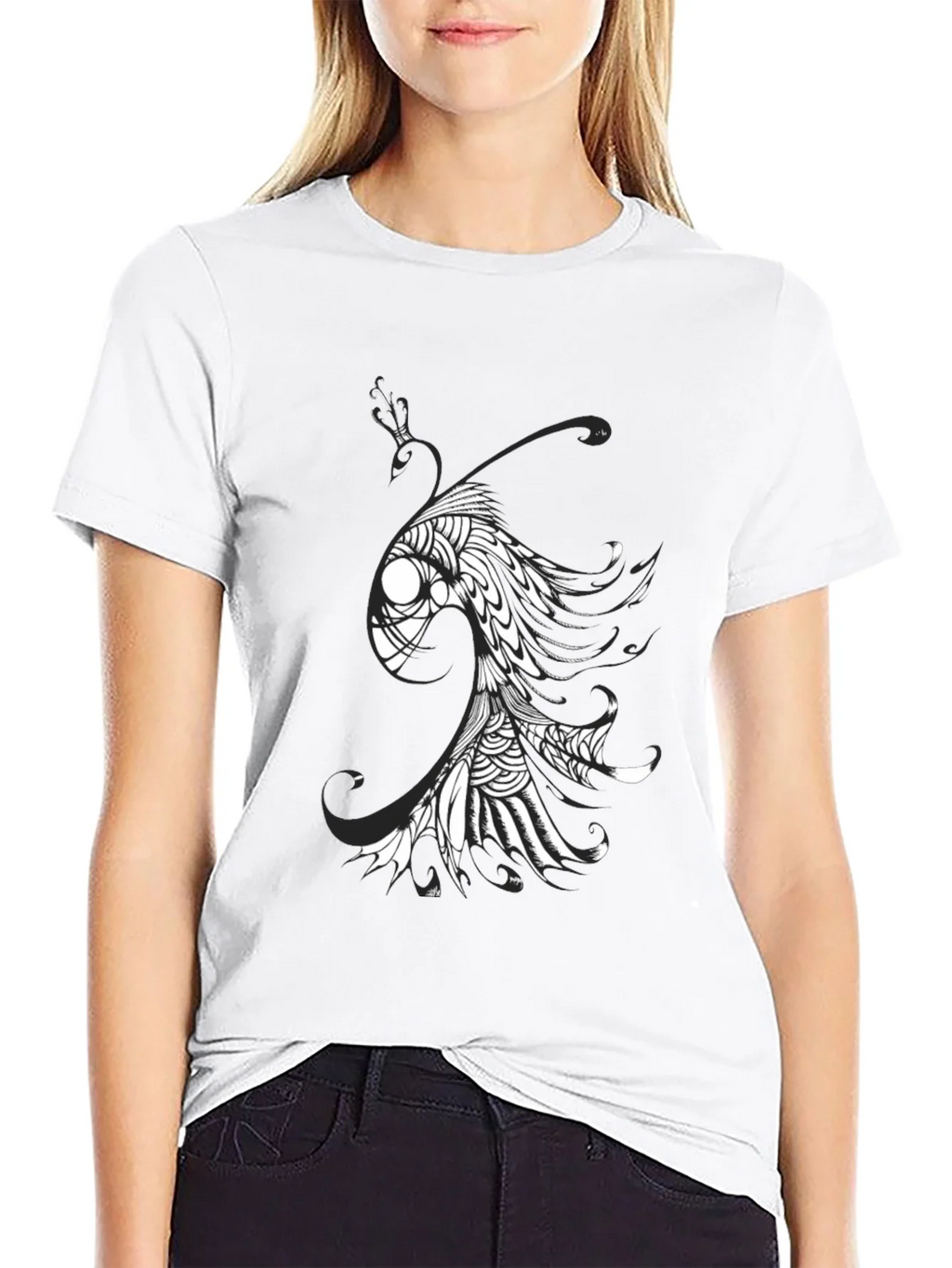 Abstract Fish Graphic Tee - Black Cotton Blend product image 7